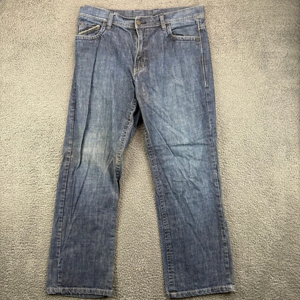 Michael Brandon Mens Straight Leg Blue Denim Jeans 100% Cotton 36x30‎ PJ 1110252